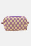 Zenana Checkered Pattern Knitted Cosmetic Pouch