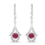 1.20 Carat Genuine Pink Tourmaline .925 Sterling Silver Earrings