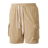 Corduroy Utility Shorts With An Elastic Waist And Drawstring