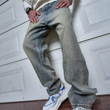 Loose-fitting Versatile Casual Blue Straight-leg Jeans