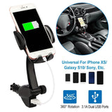 360° Dual USB Smartphone Mounting Car Charger