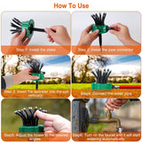 360° Flexible Lawn Sprinkler Automatic 12 Tubes Garden Water Irrigation Sprayers