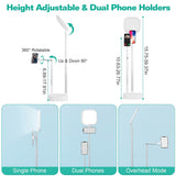 360° Rotatable Dual Phone Holder with Rechargeable Wireless Remote V8