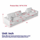 114.5'Modern Corduroy Modular foam Sofa, Recliner Seat reversible Sofa, 2-in-1 Sofa with Recliner and L-Shaped Sofa Combination with Three Cushion Neck Pillow Combination and Two Throw Pillows