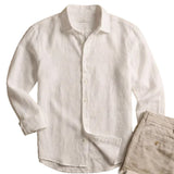 Mens Linen Long-sleeve Casual Breathable Shirt