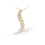 AGS Certified 14k Yellow Gold 3.0 Cttw Baguette and Brilliant Round-Cut Diamond Journey 18" Pendant Necklace (G-H Color, I1-I2 Clarity)