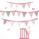 Wall Pops Pretty Pink Gingham Ribbons, Delicate Designs Hailey Pennant 32 pieces