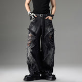American-style Vintage Deconstructed Distressed Jeans