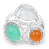 4.82 Carat Genuine Multi Stone .925 Sterling Silver Ring