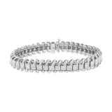 14K White Gold 5.0 Cttw Princess Cut Diamond 7" Invisible Set Wavy S-Link Tennis Bracelet (G-H Color, SI1-SI2 Clarity)