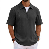 Sports-style Boat-neck Half-zip Polo Shirt
