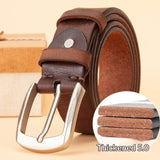 Mens Leather Belt Versatile Solid Pin Buckle Waistband