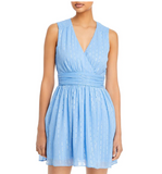 Aqua Metallic Dot Stripe Mini Dress