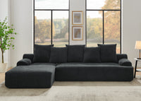 110.25x67'' Modern Upholstered L-Shape Sectional Sofa Couch, Modular Compressed Sofa with Free Combination for Living Room Bedroom, Melange Velvet, Black