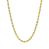 3.0mm 14k Yellow Gold Solid Diamond Cut Rope Chain