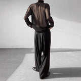 Mens Sun-Protective Hollowed-Out Long-Sleeve Mesh Top