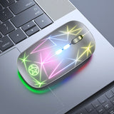 Wireless Bluetooth Mouse Dual-mode Luminous Charging Game Office 5-key Metal Roller