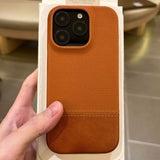 Smartphone Case In Vegan Leather With A Woven Texture And Magnetic Attachment