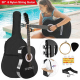 38" Acoustic Beginners Guitar with Guitar Bag Strap Tuner Extra String