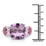 6.55 Carat Genuine Amethyst, Ruby and White Topaz .925 Sterling Silver Ring