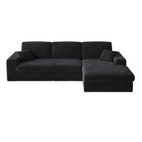 114.5'Modern Corduroy Modular foam Sofa, Recliner Seat reversible Sofa, 2-in-1 Sofa with Recliner and L-Shaped Sofa Combination with Three Cushion Neck Pillow Combination and Two Throw Pillows