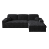 114.5'Modern Corduroy Modular foam Sofa, Recliner Seat reversible Sofa, 2-in-1 Sofa with Recliner and L-Shaped Sofa Combination with Three Cushion Neck Pillow Combination and Two Throw Pillows
