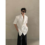 Mens Irregular-Design Shoulder-Padded Summer Shirt