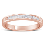 10K Rose Gold over .925 Sterling Silver 1/5 Cttw Diamond Channel-Set Stackable Band Ring (H-I Color, I1-I2 Clarity) - Size 6 3/4