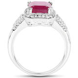 4.55 Carat Glass Filled Ruby and White Topaz .925 Sterling Silver Ring
