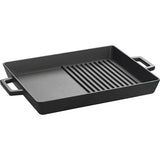 Lava Cast Iron Hybrid Grill Pan - 10x12 Inch Rectangular Enameled Pan for Indoor Stovetop Oven Use, Grill and Fry Simultaneously