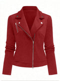 Women's Oblique Zipper Fastener Decoration Slim Casual Jacket