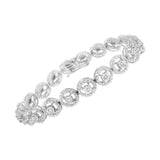 .925 Sterling Silver 1/2 Cttw Diamond Nested Circle Miracle Set Open Wheel 7.25" Fashion Link Bracelet (I-J Color, I3 Clarity)