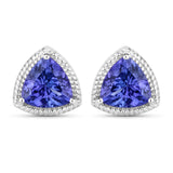 4.24 Carat Genuine Tanzanite 14K White Gold Earrings