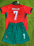 Ronaldo Portugal Home Kids Youth Soccer Jersey Kit 2 Piece Set