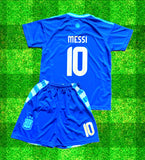 Lionel Messi Argentina 2024/25 Kids Soccer Jersey Kit Youth Toddler Sizes 3T-Y XL