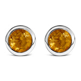 .925 Sterling Silver 6MM Bezel Set Created Purple Amethyst Solitaire Stud Earrings