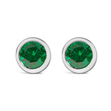 .925 Sterling Silver 6MM Bezel Set Created Purple Amethyst Solitaire Stud Earrings