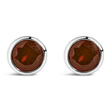 .925 Sterling Silver 6MM Bezel Set Created Purple Amethyst Solitaire Stud Earrings