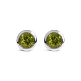 .925 Sterling Silver 6MM Bezel Set Created Purple Amethyst Solitaire Stud Earrings