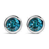 .925 Sterling Silver 6MM Bezel Set Created Purple Amethyst Solitaire Stud Earrings