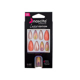 Nascita Luxe Almond Orange Press-On Nails with Glossy Finish, 24 pcs
