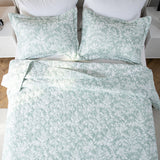 Kasentex Lightweight Floral Quilt Set Twin/Queen/King - Soft All Season Bedspread Coverlet, Green & White Botanical