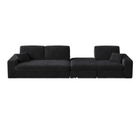 114.5'Modern Corduroy Modular foam Sofa, Recliner Seat reversible Sofa, 2-in-1 Sofa with Recliner and L-Shaped Sofa Combination with Three Cushion Neck Pillow Combination and Two Throw Pillows