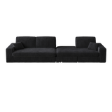 114.5'Modern Corduroy Modular foam Sofa, Recliner Seat reversible Sofa, 2-in-1 Sofa with Recliner and L-Shaped Sofa Combination with Three Cushion Neck Pillow Combination and Two Throw Pillows