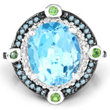 5.84 Carat Genuine Multi Stones .925 Sterling Silver Ring