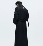 Short-pile Faux Two-piece Wool Coat Long Alpaca-blend Trench Coat