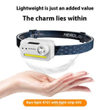 Camera Strong Light Sensor Headlight LED Rechargeable
