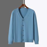 V-neck Knitted Cardigan Coat Men's Andy Velvet Long Sleeve