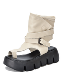 Roman High-Top Platform Sandals with Belt Buckle