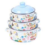 Double-handled Enameled Instant Noodle Bowl With Lid, Heat-resistant Oil Can